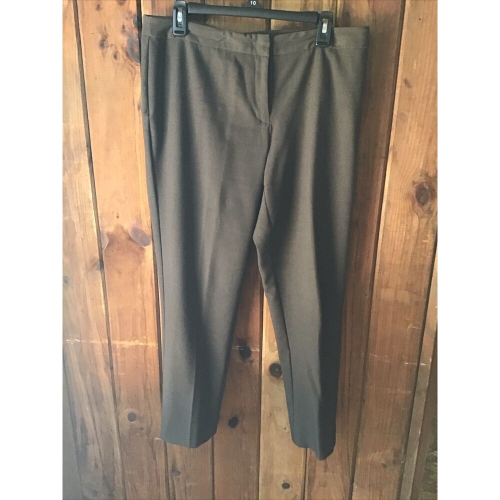 Ellen Tracy Size 8 Brown Dress Pants Flat Front Pockets Business Office Work